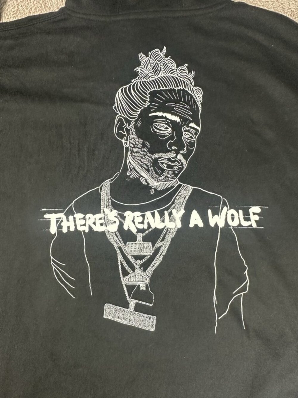 Russ Merch There's Really A Wolf Portrait Hoodie Black Men's XXL Graphic - Picture 11 of 15